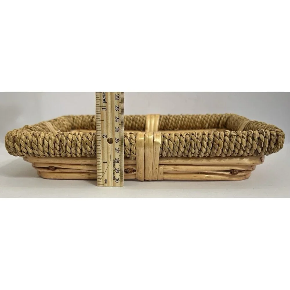 Woven Wicker Rattan Braided Square Bohemian Rustic Serving Basket Wall Decor